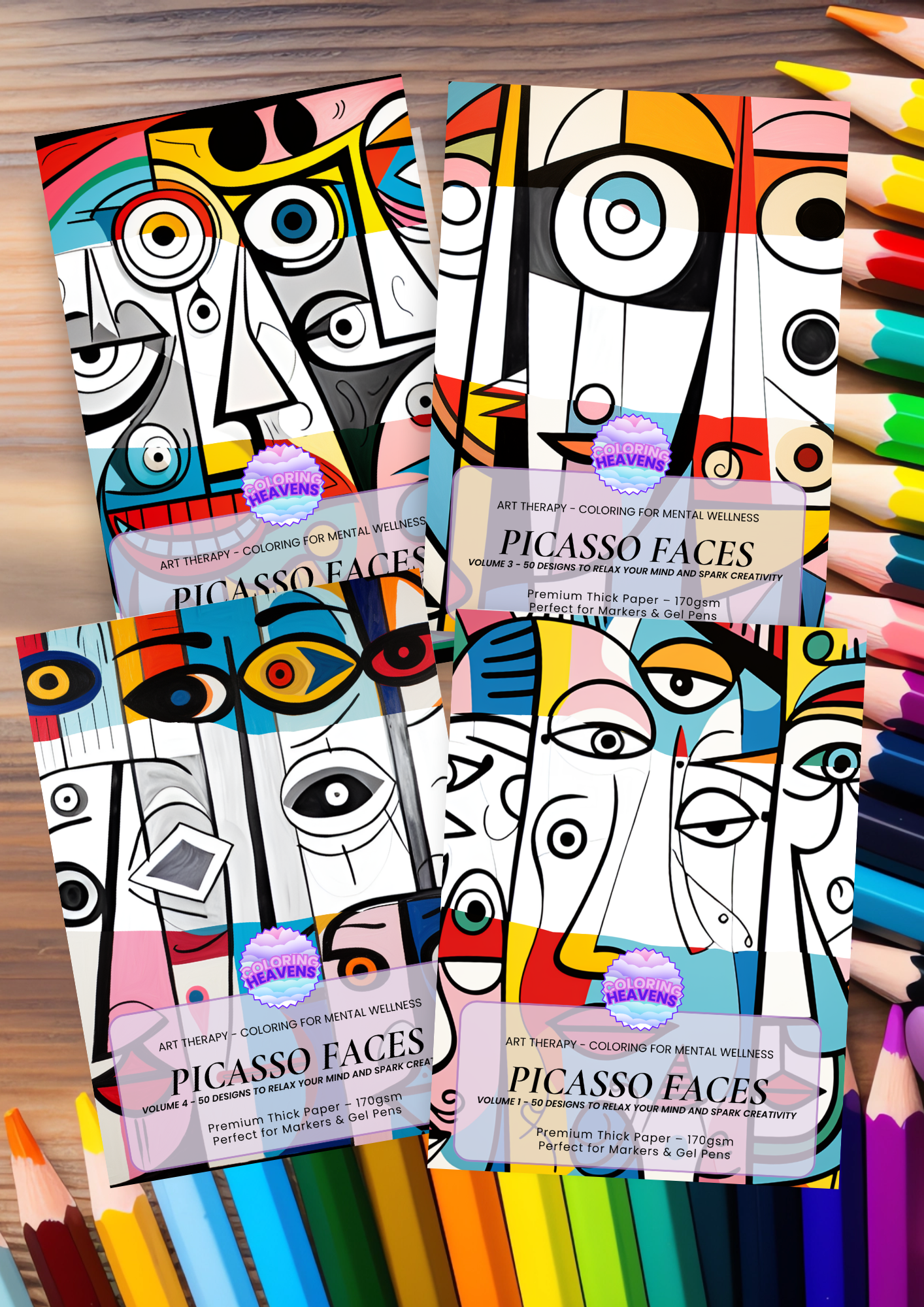 Coffret de 4 livres sur les visages de Picasso